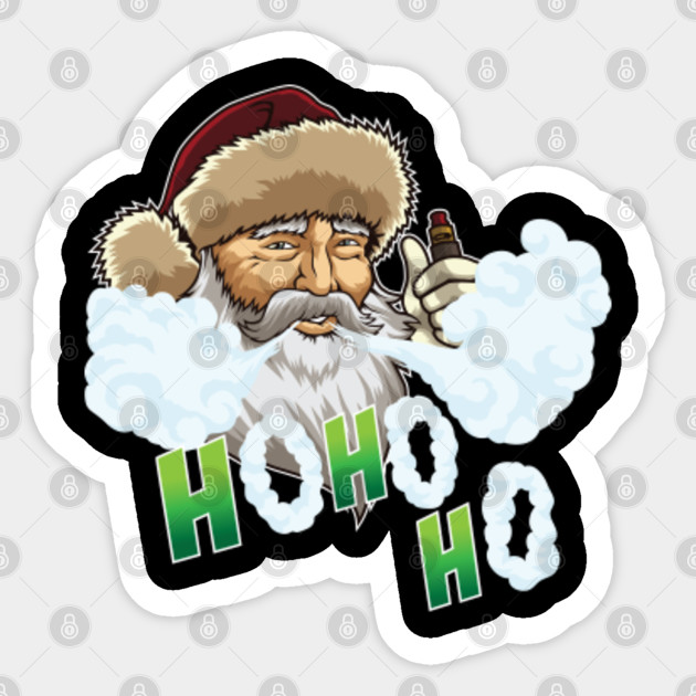 Vaping Santa Claus Blows Clouds Under Xmas Tree - Vaping Lifestyle - Sticker