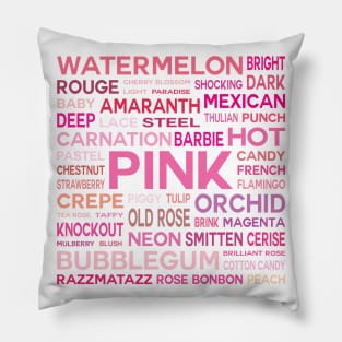 Word Cloud - Shades of Pink (White Background) Pillow