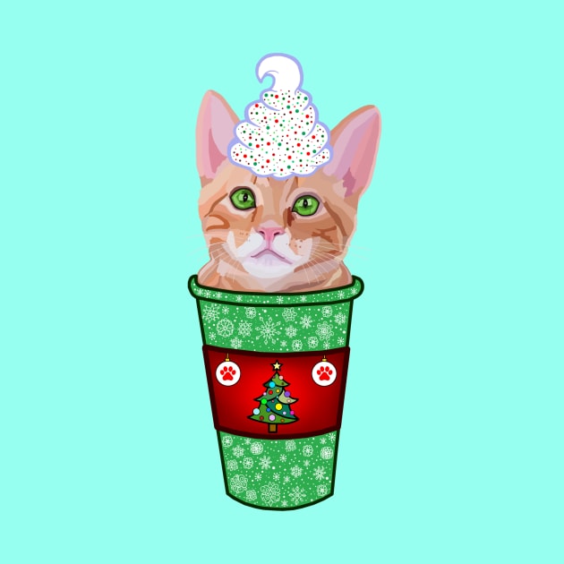 Christmas Peppermint Mocha Ginger Cat Coffee by Art by Deborah Camp