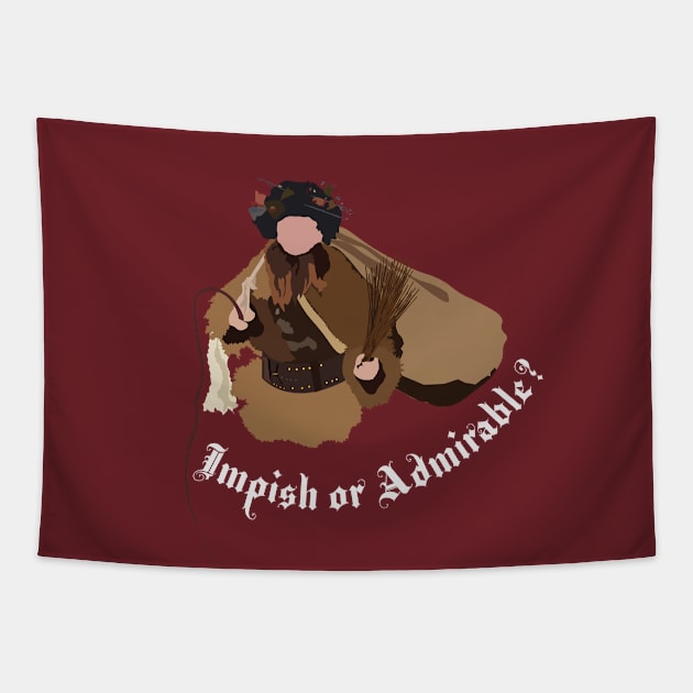 Dwight Schrute Impish or Admirable Belsnickel Art – The Office (white text) Tapestry by Design Garden