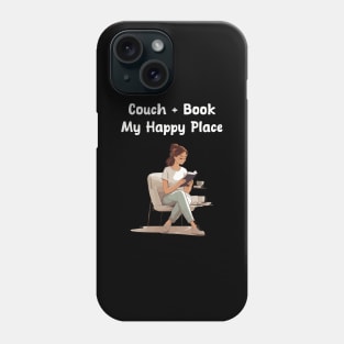 couch and book, happy place for introverts Phone Case