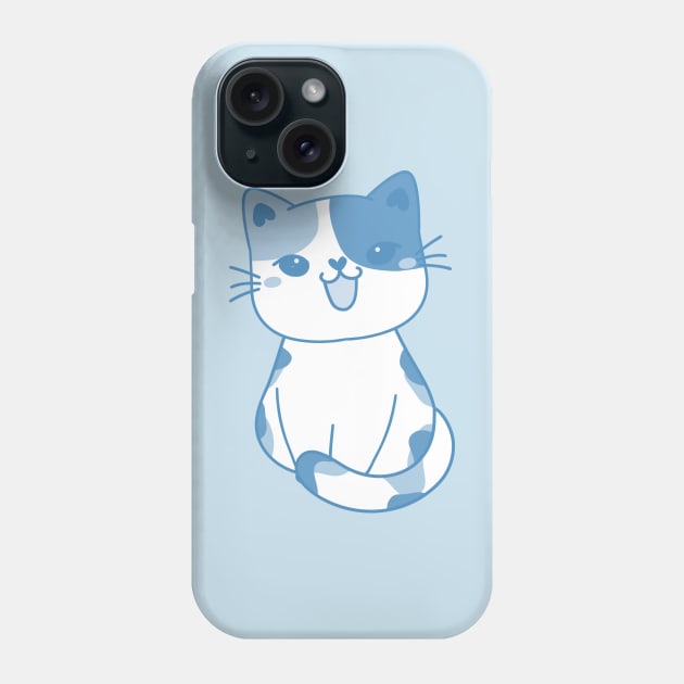 Calico Kitty Blue, Gray, and White Image Phone Case by The Friendly Introverts