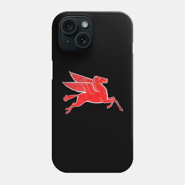 Red Pegasus distressed version facing right Phone Case by Hit the Road Designs