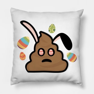 Poop Emoji Easter Bunny Ears Funny Pillow