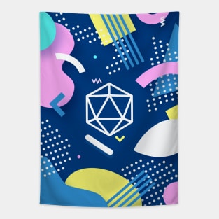 Retro Memphis Indigo Polyhedral 20 Sided Dice Tabletop RPG Tapestry