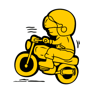 motorcyclist in black and yellow color T-Shirt