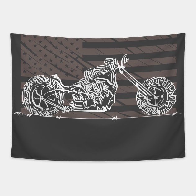 USA flag bike Tapestry by Mko_Shekhyan