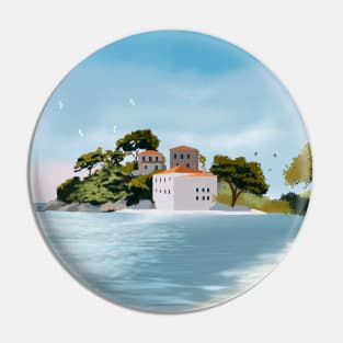 Greek Paradise Illustration Pin