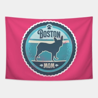 Boston Mom - Distressed Boston Terrier Silhouette Design Tapestry