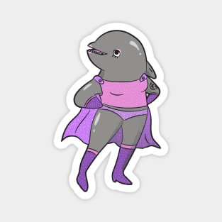 Funny Dolphin Luchador Wrestler Sketch Drawing Magnet