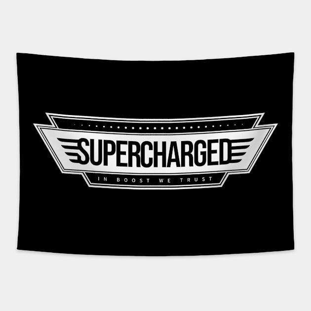 Supercharged - In Boost We Trust | Gift for car enthusiasts & supercharger fans Tapestry by qwertydesigns