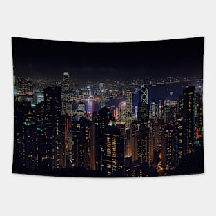 Hongkong skyline at night Tapestry