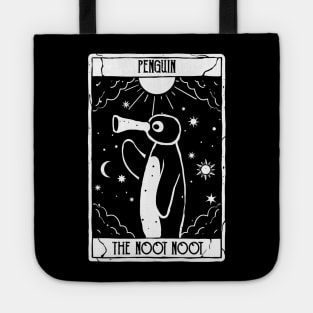 Noot Noot Funny Penguin tarot card Vintage Rainbow Distressed Tote