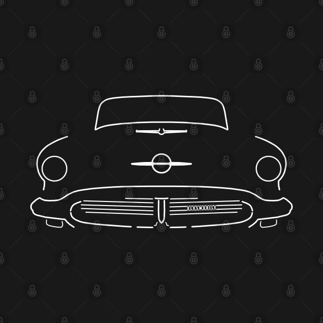 Oldsmobile Starfire 1956 American classic car outline graphic (white) by soitwouldseem