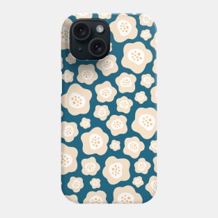 Funky Floral Pattern II in Peach and Dark Blue Phone Case