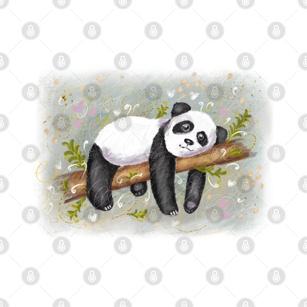 Cute fluffy panda. by Olena Tyshchenko