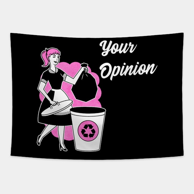 Pop Art Your Opinion Funny Mid Century 50s Graphic Novelty Tapestry by Sassee Designs