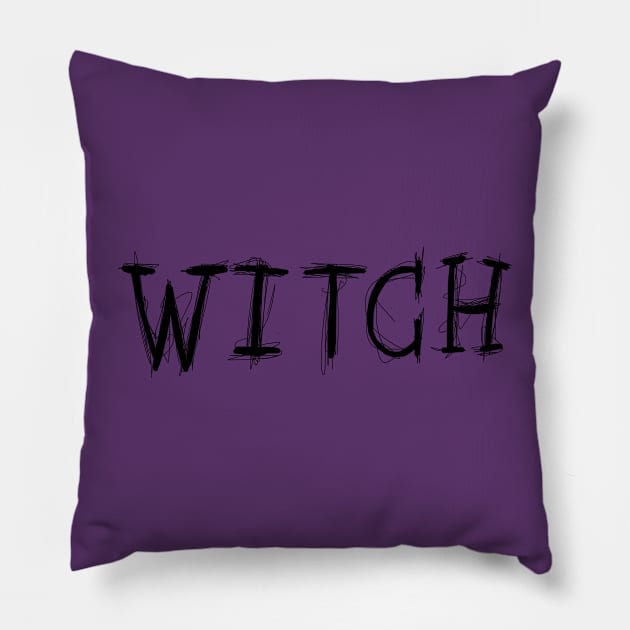 Dark and Gritty WITCH text Pillow by MacSquiddles