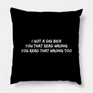 I Got A Dig Bick You That Read Wrong You Read That Wrong Too Pillow