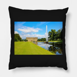 A view of Chatsworth house and the fountain, Derbyshire,UK Pillow