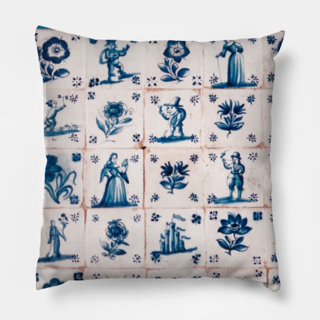 Beautiful Dutch tiles Pillow by Marccelus