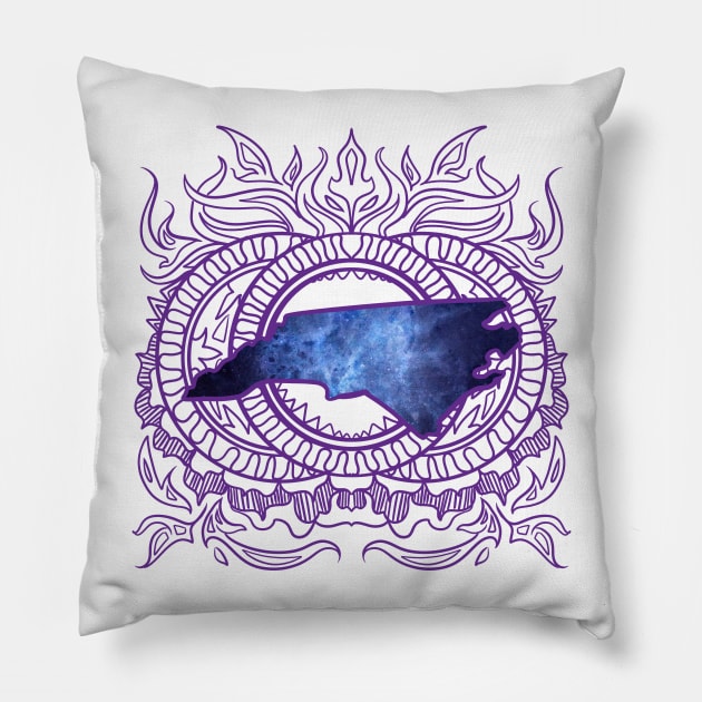 North Carolina Mandala Pillow by Manfish Inc.