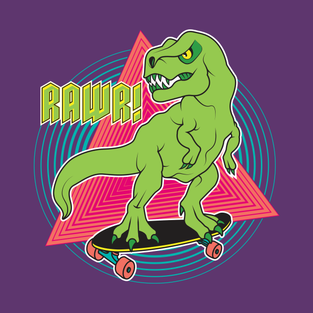 Rawr Dino Skater - Skateboarding T-Rex Dinosaur by RYSHU 