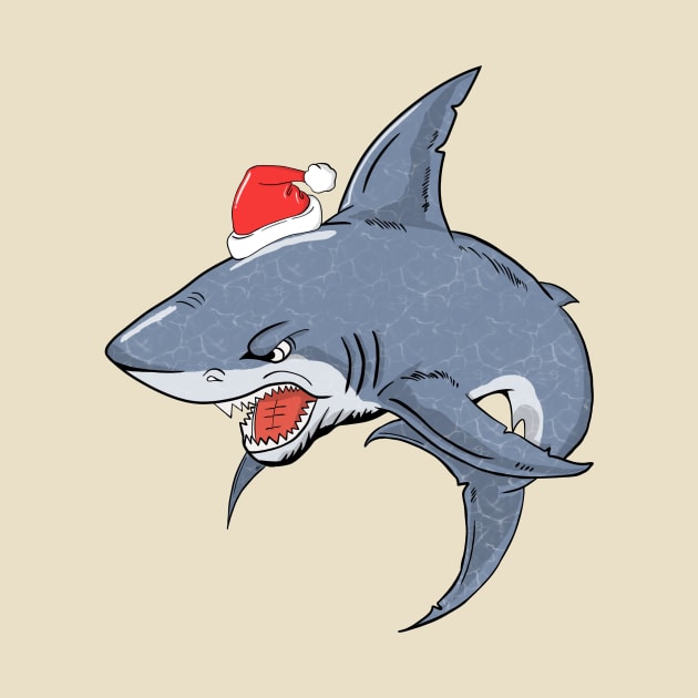 Santa Shark With Xmas Lights Sharkmas Christmas by Artmoo
