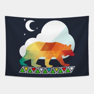 Bear walking in the night Tapestry