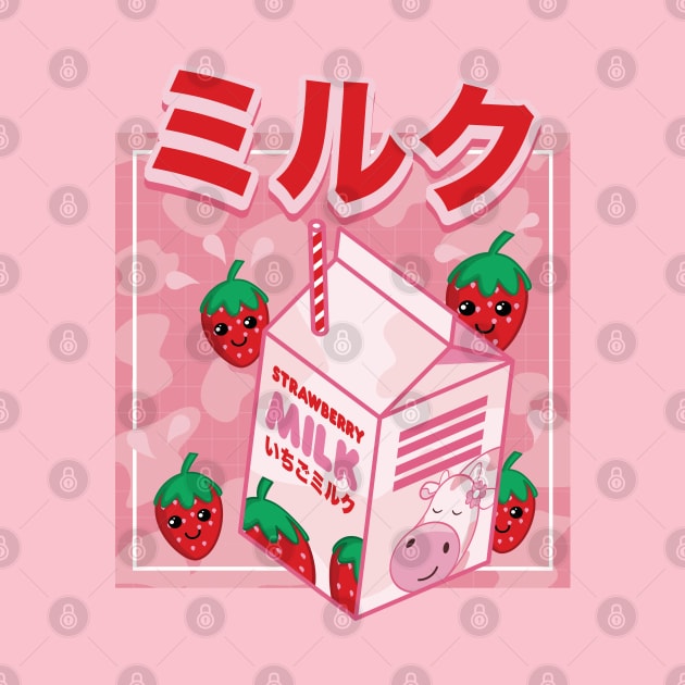 Japanese Kawaii Strawberry Milk Shake by Hixon House