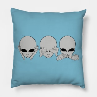 see, talk, hear. alien Pillow