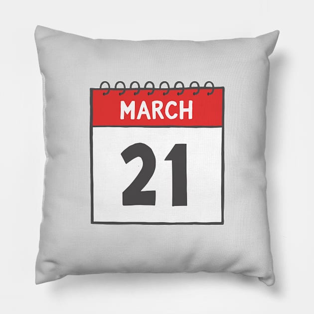 March 21st Daily Calendar Page Illustration Pillow by jenellemcarter