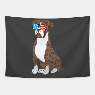 Brindle Boxer Dog Patriot Cool Usa Flag Sunglasses Tapestry