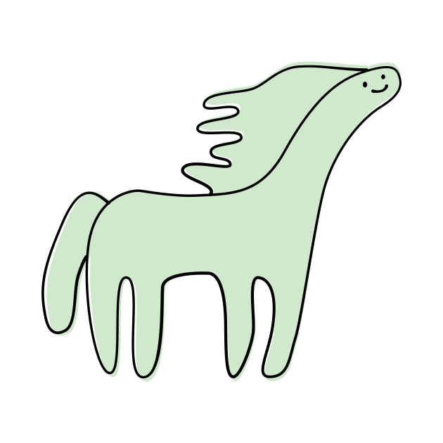 Cute Silly Simple Minimalist Pastel Green Horse by Charredsky