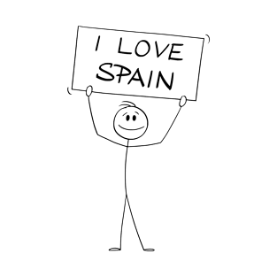 drawing man with placard : i love spain T-Shirt