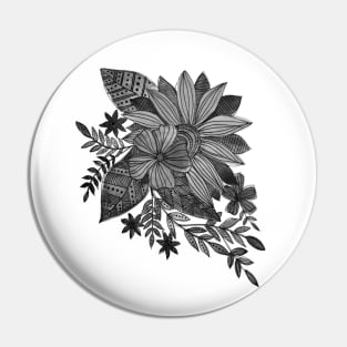 Watercolor sunflowers - black and white Pin