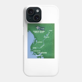 Fuerte River Sinaloa, Mexico travel map Phone Case