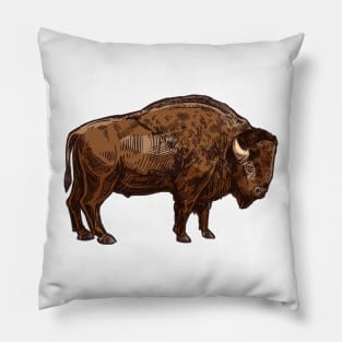 American Bison Distressed Buffalo Funny American Bison Pillow