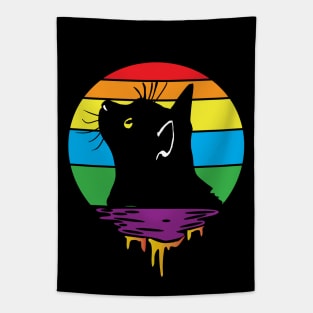 Curious Cat Rainbow Sunset Tapestry