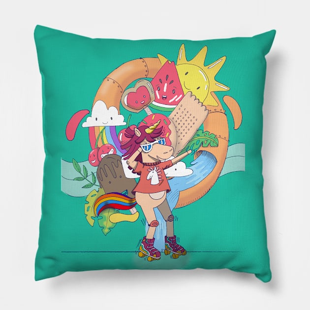 Fabulous Unicorn Pillow by HarlinDesign