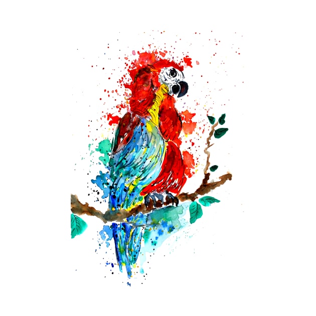 Ara Macaw Watercolor Parrot by ZeichenbloQ