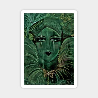 GREEN FRENCH CLOWN PIERROT PERFORMER, LIDO,PARIS GOLD METALLIC EMBELLISHMENTS Magnet