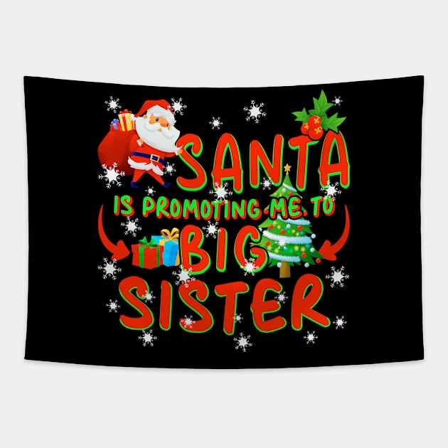 Promoted To Big Sister Christmas Tapestry by Nifty T Shirts