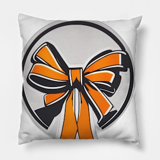 Stylish Monochrome Orange Bow Sticker No. 645 Pillow