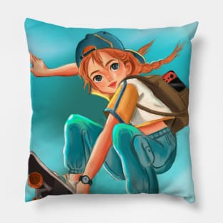 Skate Boarder Girl Pillow