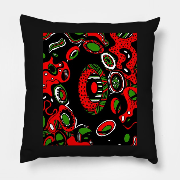 Miniature Aussie Tangle 13 Pattern Var 1 Xmas Colours Pillow by Heatherian