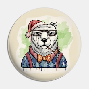 Dapper Christmas Bear Pin