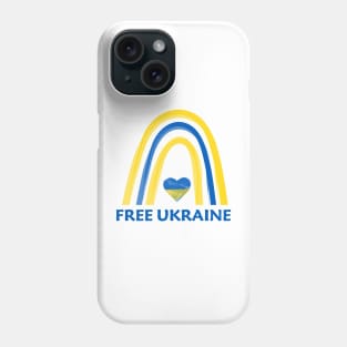 Free Ukraine Ukrainian rainbow flag in watercolor Phone Case