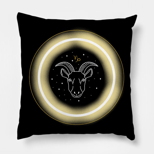 Neon Light Effect Capricorn Pillow by MysticZodiac