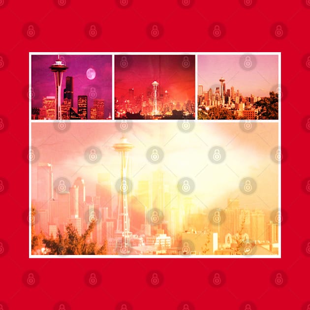 Shades of Red Space Needle Collage by Christine aka stine1